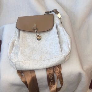 Calvin Klein Cream and Brown Women's Backpack